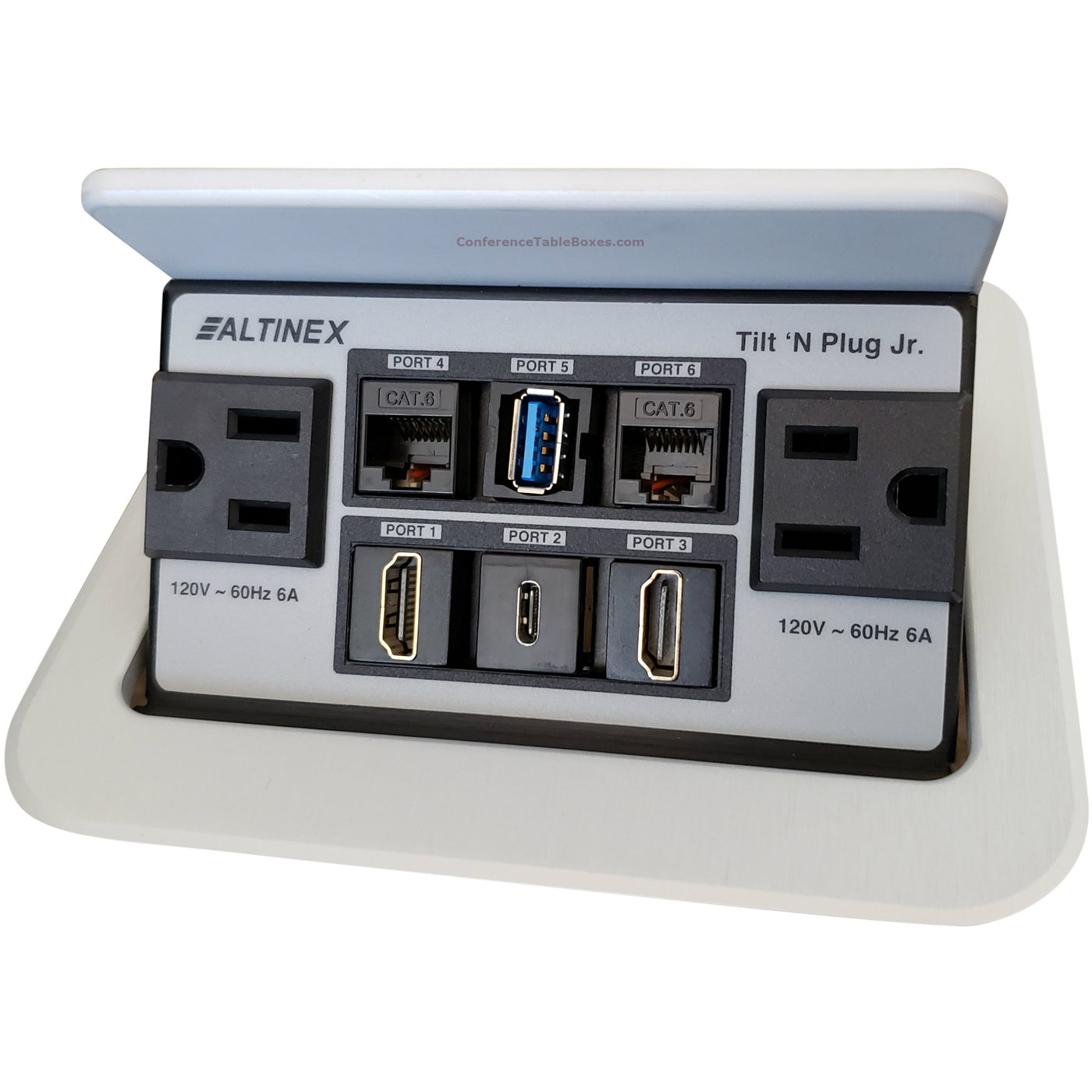 Confrence Table Extention Box Pop Up Conference Table Connectivity Box Power Data, USB, HDMI, Silver ...