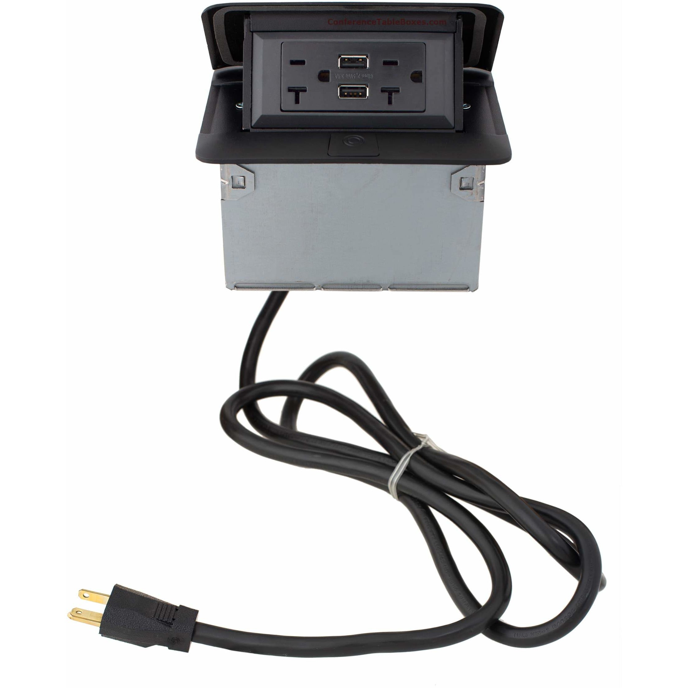 Wiremold DQFP20UBK Black Pop Up Power Box, 2 Power, 2 Charging USB