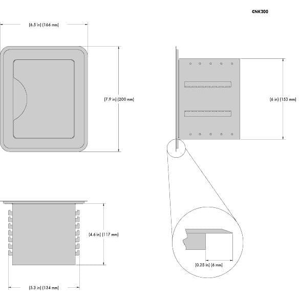 Cable Nook Table Box, 2 Power/Charging USB/RJ45, 1 HDMI & VGA, Silver