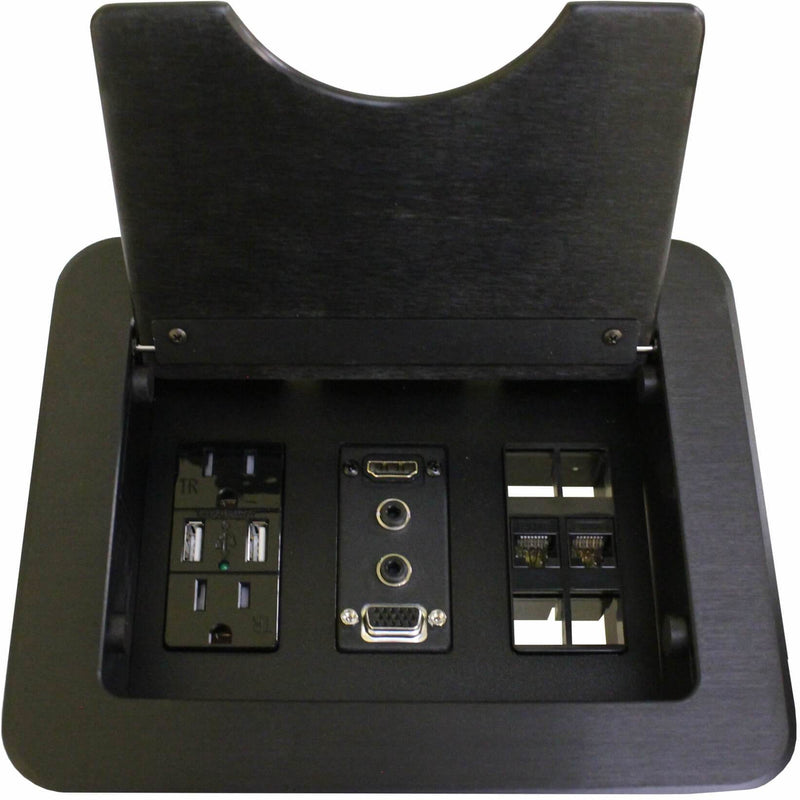 Cable Nook Table Box, 2 Power/Charging USB, 1 HDMI & VGA, 2 Data Black
