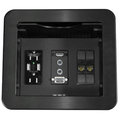 Altinex CNK220 Table Box, Sliding Lid, Multi-Format and Power - Black