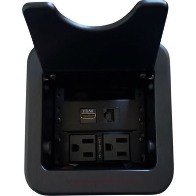 Altinex Cable Nook Jr Cable Well Box, 2 Power, 1 HDMI, 1 Cat6, Black