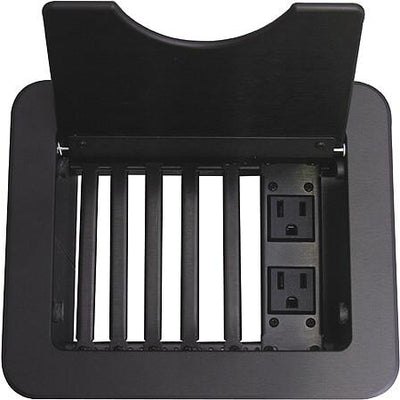 Altinex CNK240 Cable Well Table Box, 2 Power, Cable End Holders, Black