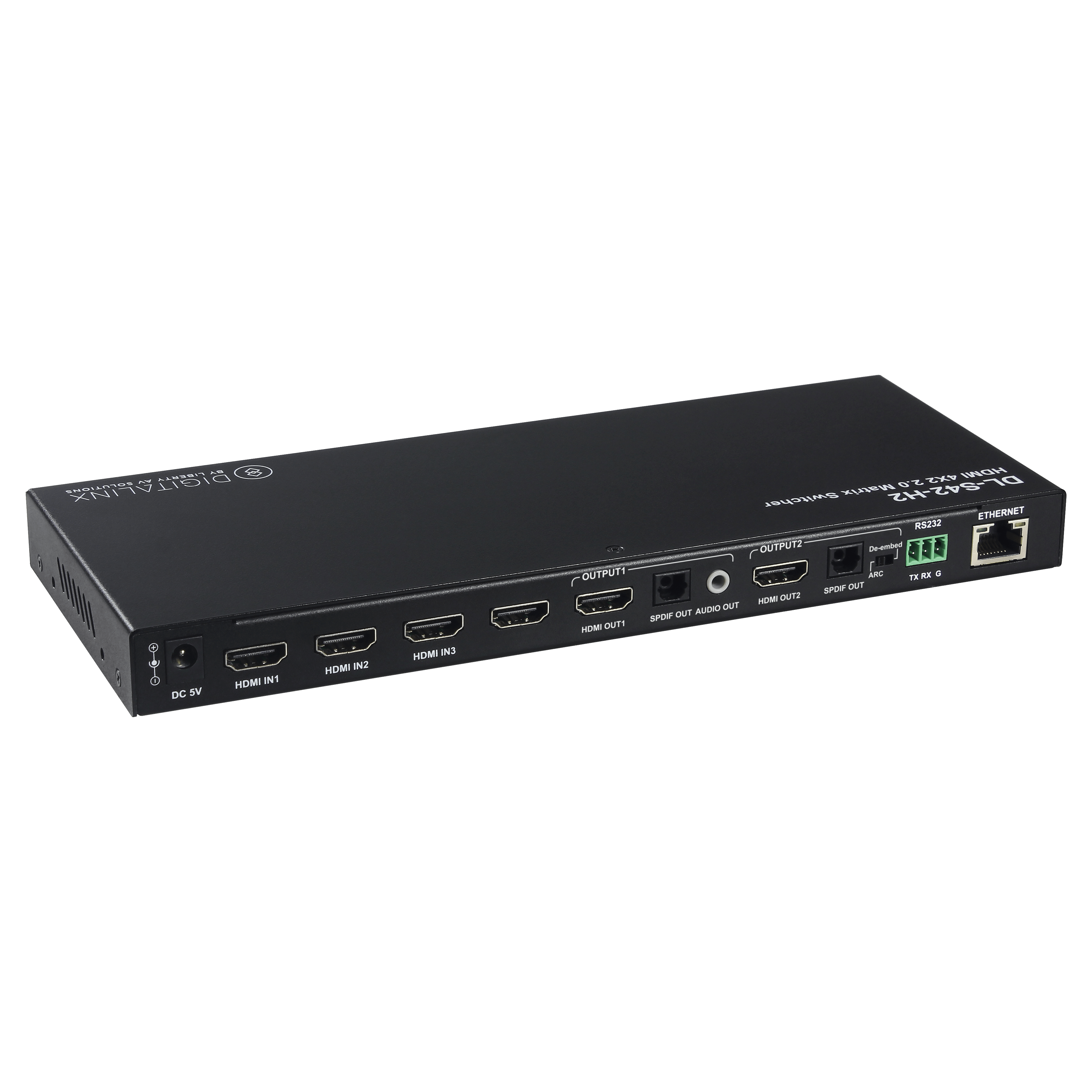 4x2 HDMI Slim Matrix Switcher 4K60 4:4:4 HDR W/ARC, HDCP 2.2