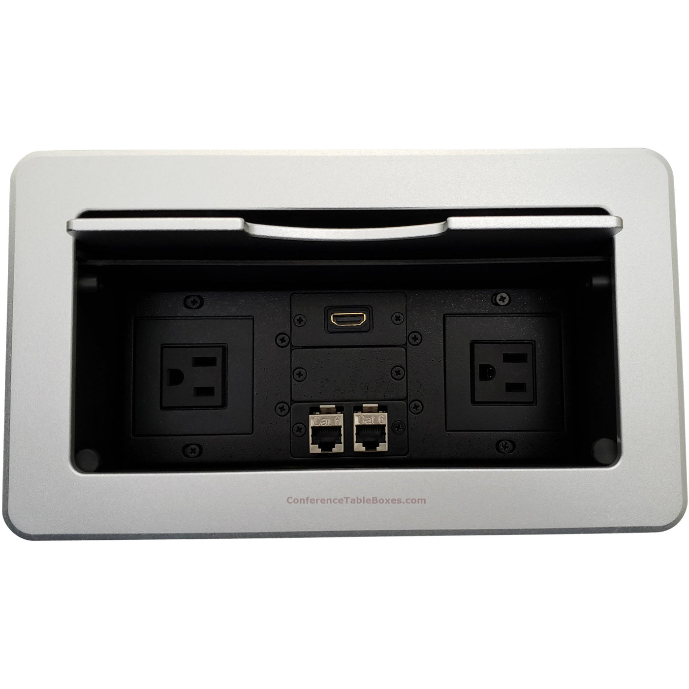 Conference Table Connectivity Box 2 Power, 1 HDMI, 2 Data Ports Silver ...