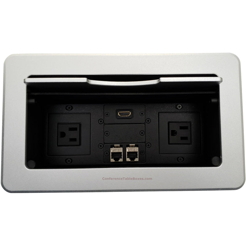 Kramer TBUS-6-S1 Conference Table Connectivity Box 2 Power, 1 HDMI, 2 Data Ports Silver
