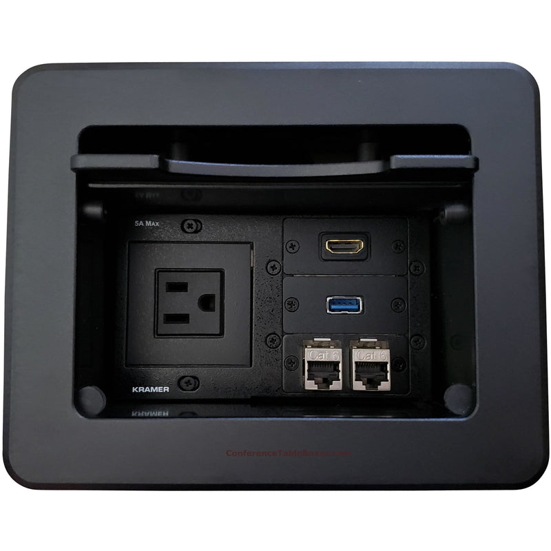 Kramer TBUS-5-B1 Cable Well Table Box with 1 Power and 1 HDMI - Black ...