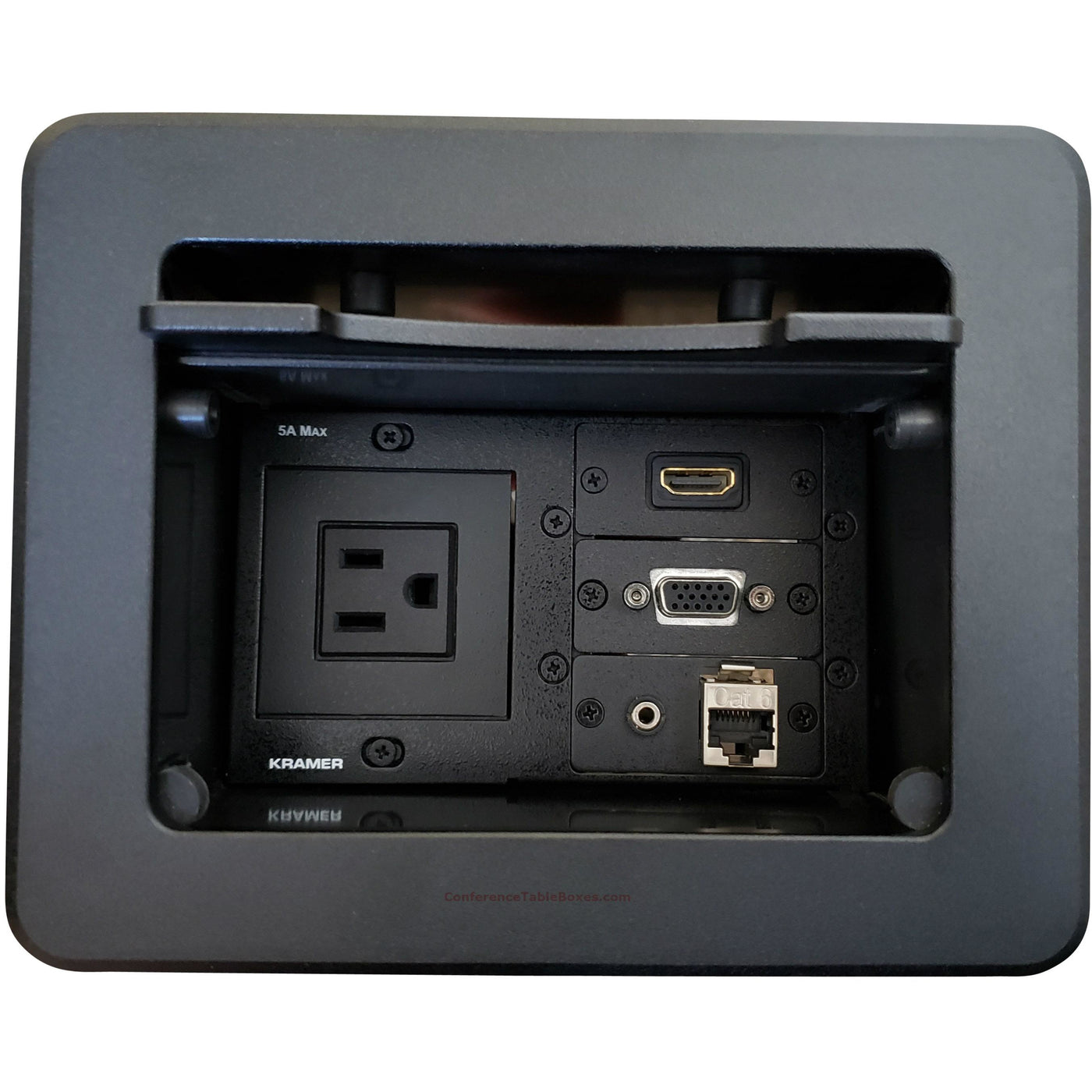 Kramer TBUS-5-B4 Table Well Box, 1 Power, 1 HDMI, 1 Cat6, 1 VGA Black ...