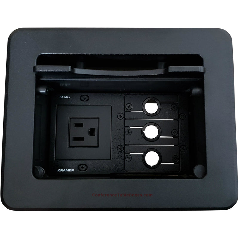 Kramer TBUS-5-B5 Cable Well Table Box, 1 Power, 3 Grommet Holes, Black ...