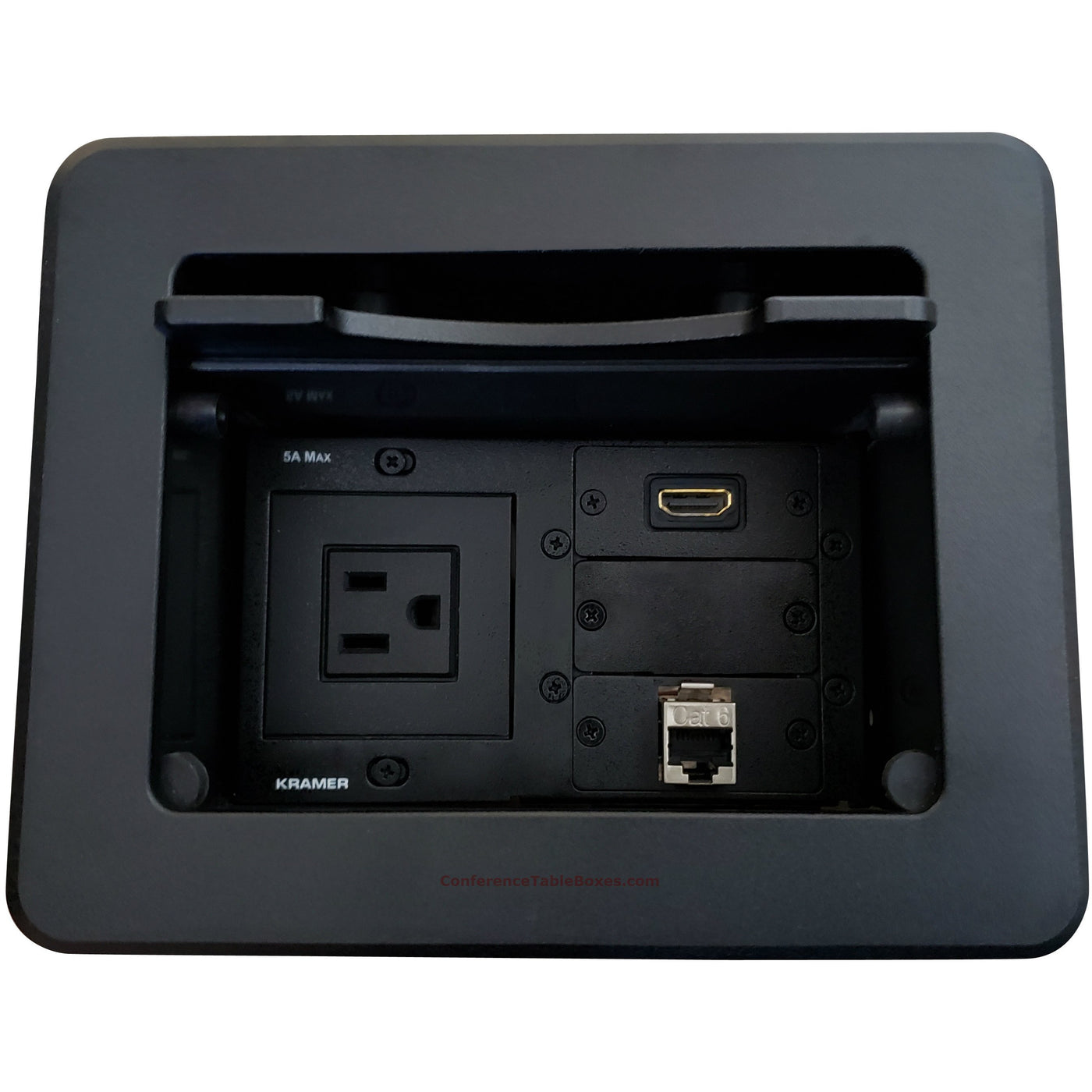 Kramer TBUS-5-B8 Cable Well Table Box, 1 Power, 1 HDMI, 1 Cat6 - Black ...