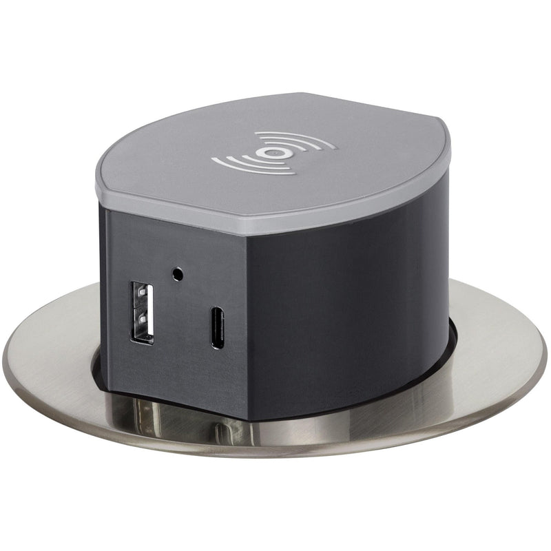 Hubbell RCT600NI Pop Up 15A Power, USB-A/C Wireless Charging Nickel