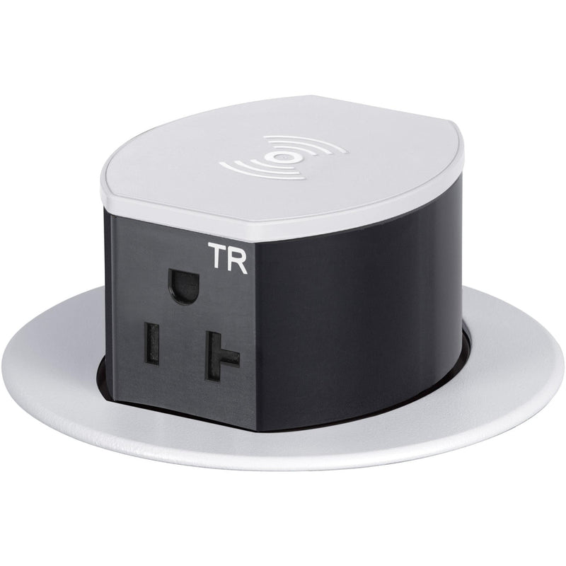 Hubbell RCT620W Pop Up 20A Outlet, USB-A/C, Wireless Charging, White, Top
