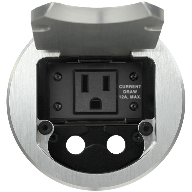 FSR T3-IPS-S1 Round Cable Well Conference Table Box 1 Power, 2 Grommet Holes, Silver