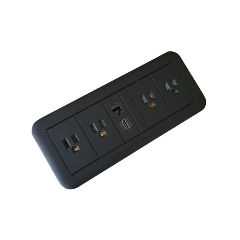 Altinex Surface Mount Table Buddy Box, 4 Power, 1 HDMI, 1 Cat6, Black