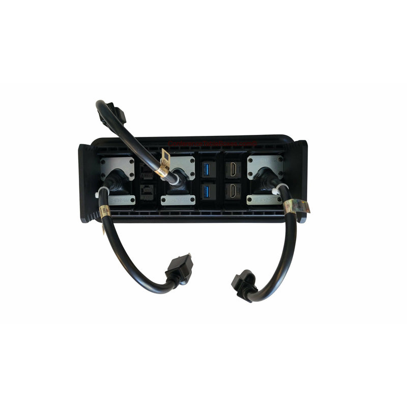 Altinex Table Buddy Box, 3 Power, 2 HDMI, 2 USB, 2 Cat6, Black, Rear