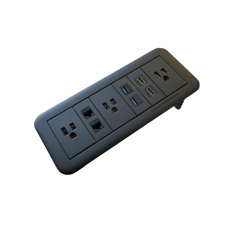 Altinex Table Buddy Box, 3 Power, 2 HDMI, 2 USB, 2 Cat6, Black