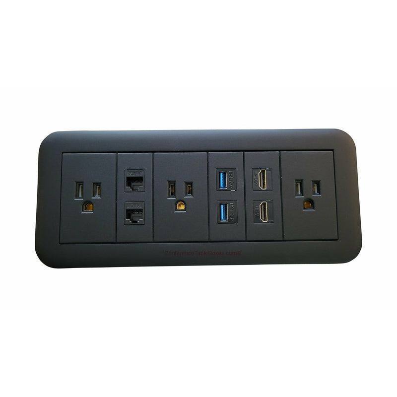 Altinex Table Buddy Box, 3 Power, 2 HDMI, 2 USB, 2 Cat6, Black