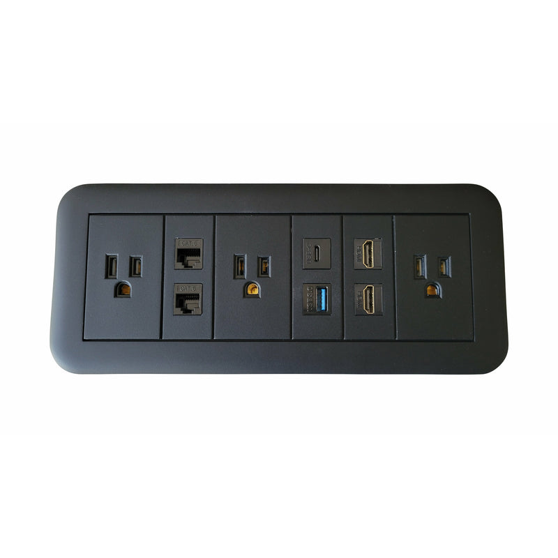Altinex Table Buddy, 3 Power, 2 HDMI, 1 USB-A, 1 USB-C, 2 Cat6, Black