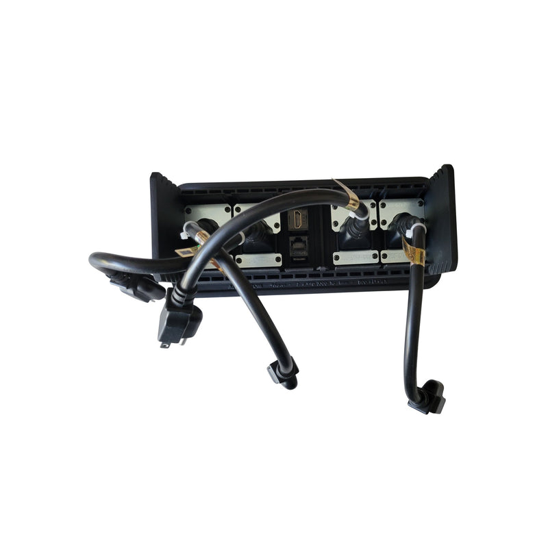 Altinex Surface Mount Table Buddy Box, 4 Power, 1 HDMI, 1 Cat6, Black, Rear