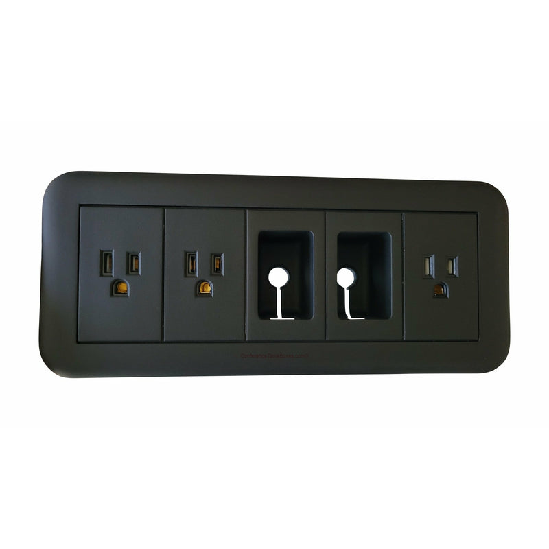 Altinex Surface Mount Table Buddy Box, 3 Power, 2 Grommet Holes, Black