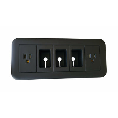 Altinex Surface Mount Table Buddy Box, 2 Power, 3 Grommet Holes, Black