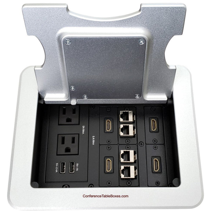 Conference Table Connectivity Box with Wireless QI Charging - Silver ...