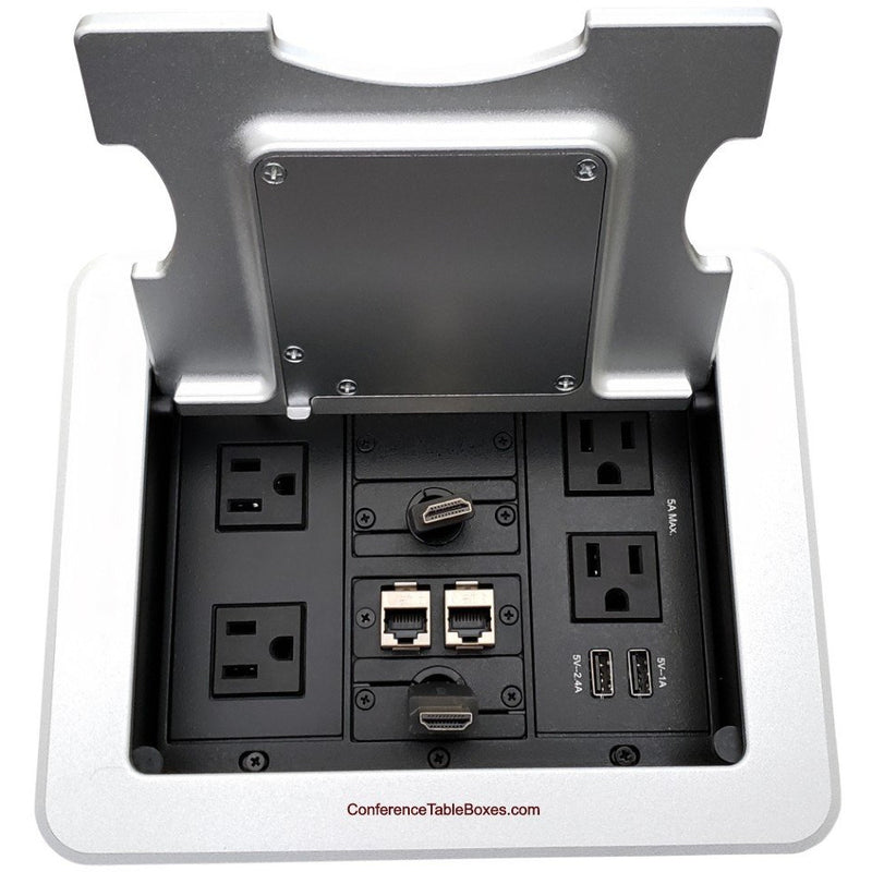 Kramer TBUS-1-KWC-S6 Cable Well Wireless QI 4 Power, 2 USB, Retractable HDMI, 2 Cat6 Silver