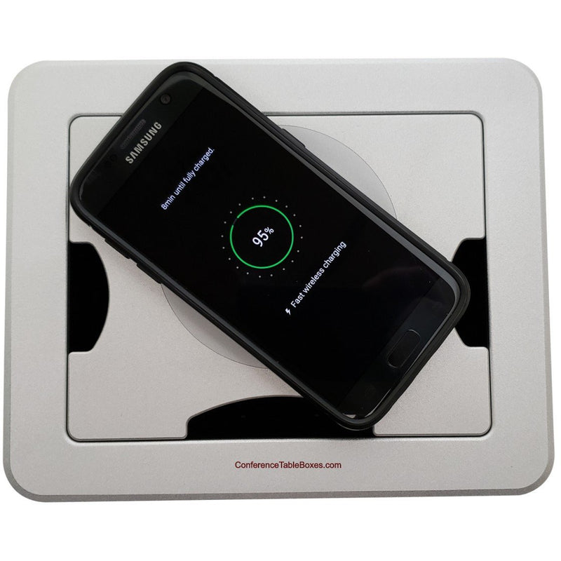 Cable Well Wireless Charging 2 AC, 2 USB, Retractable HDMI/Cat6, Silver