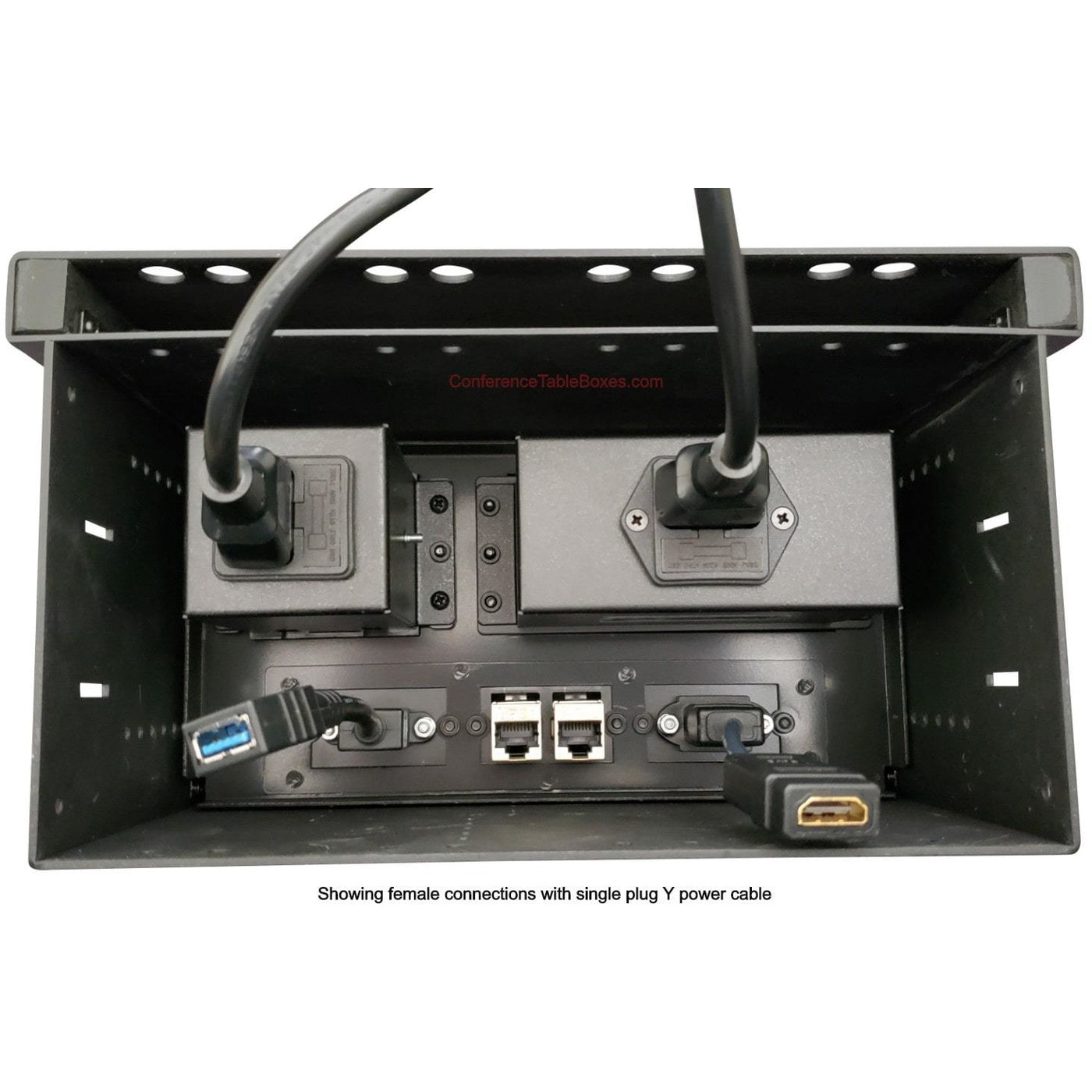Table Box w/ 2 Power, 1 HDMI, 2 Charging USB, 1 USB, 2 Cat6, Silver ...