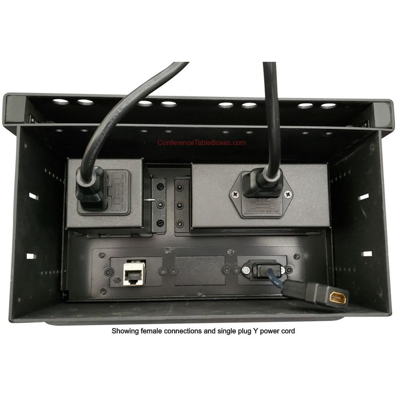 Conference Table Box, 2 Power, 2 Charging USB, 1 HDMI, 1 Cat6 - Black