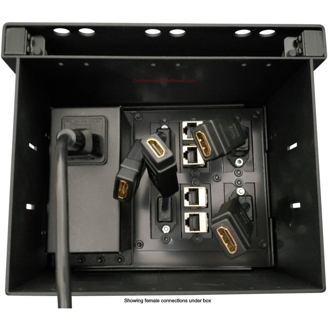 Kramer Table Box with 2 Power, 4 HDMI, 2 Charging USB, 4 Cat6, Black ...