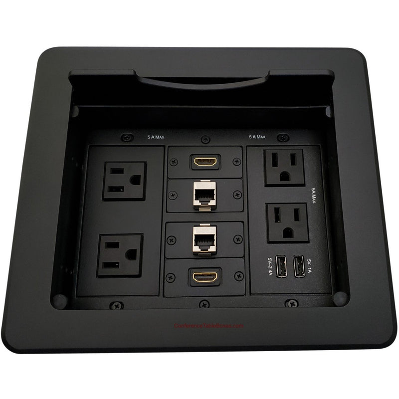 Kramer Table Box with 4 Power, 2 HDMI, 2 Charging USB, 2 Cat6, Black ...