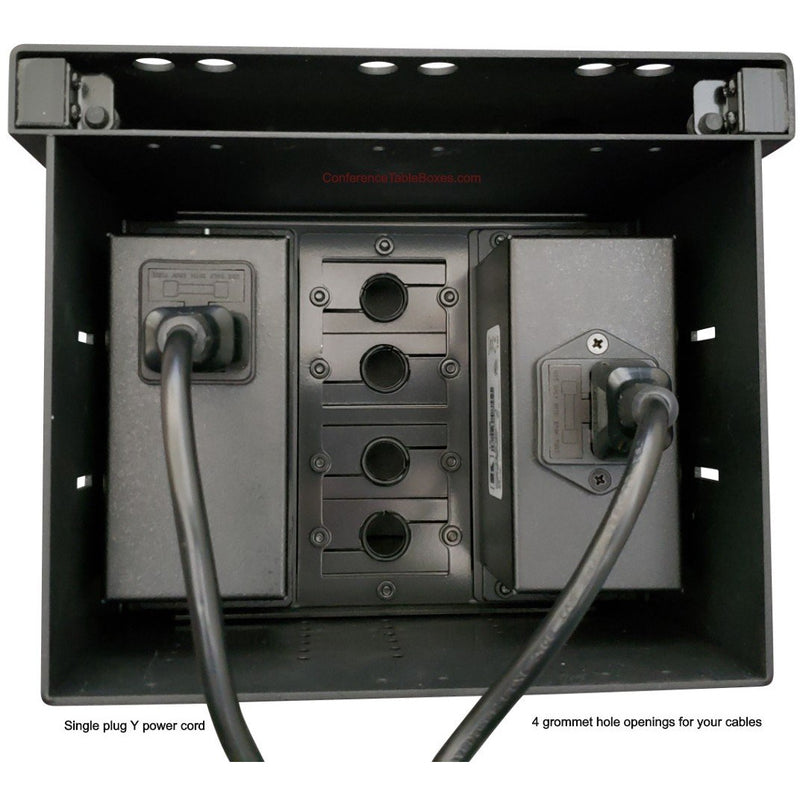 Kramer Table Box with 4 Power, 2 Charging USB, 4 Cable Holes, Silver ...