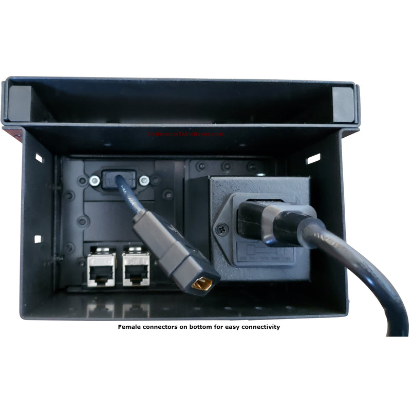 Cable Well Table Box with 1 Power, 1 HDMI, 2 Cat6 - Black