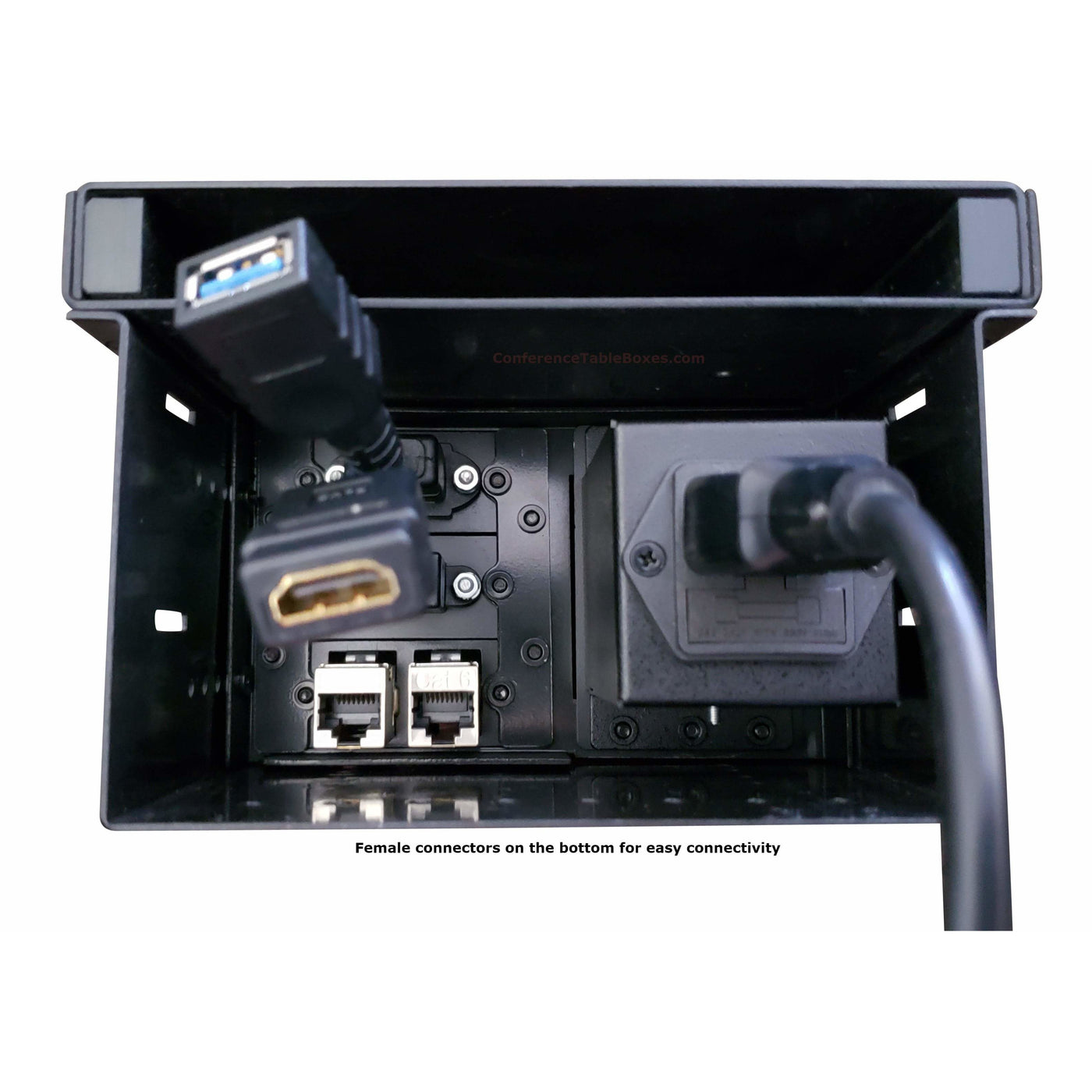 Kramer TBUS-5-B1 Cable Well Table Box with 1 Power and 1 HDMI - Black ...