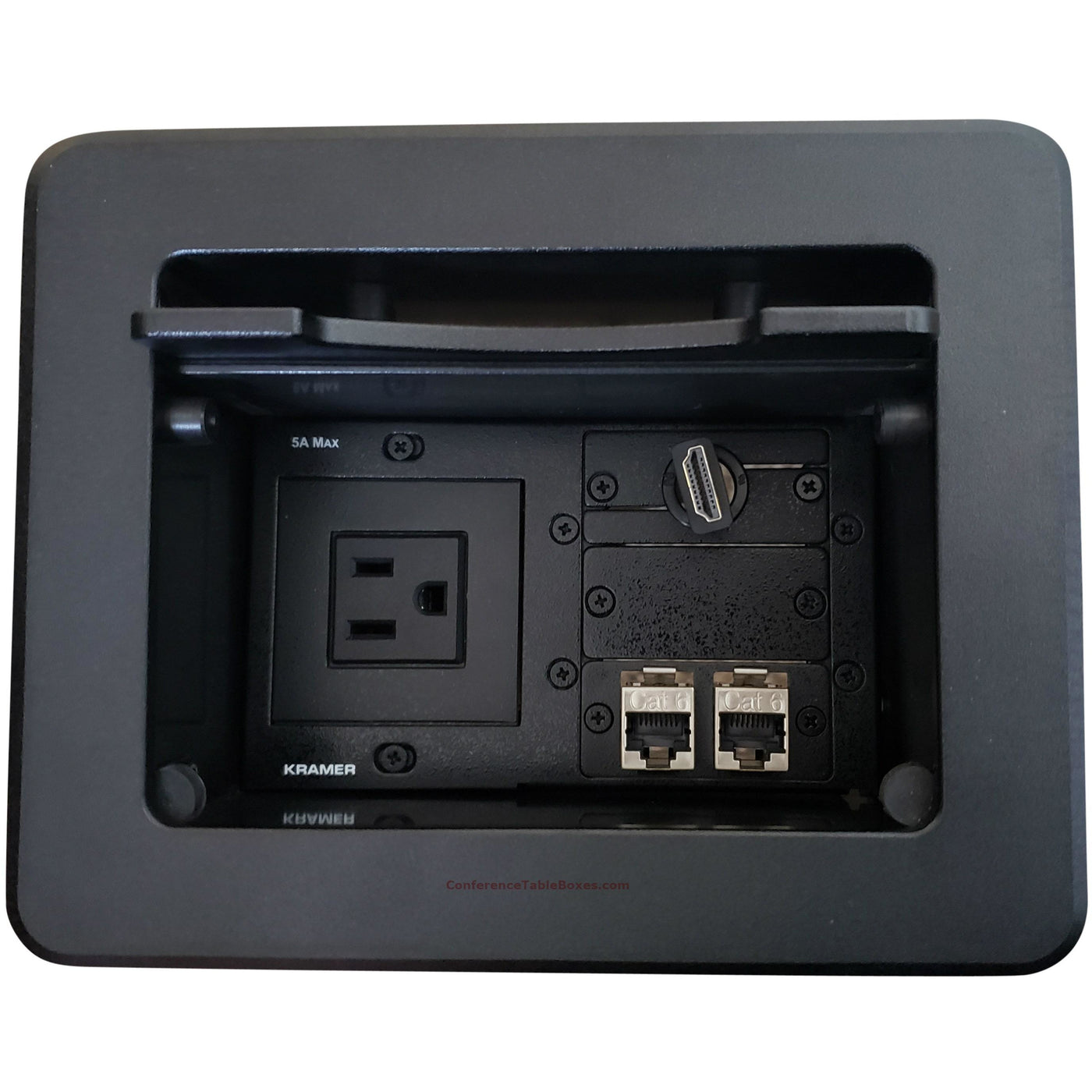Cable Well Table Box, 1 Power, 1 Retractable HDMI, 2 Cat6 - Black ...