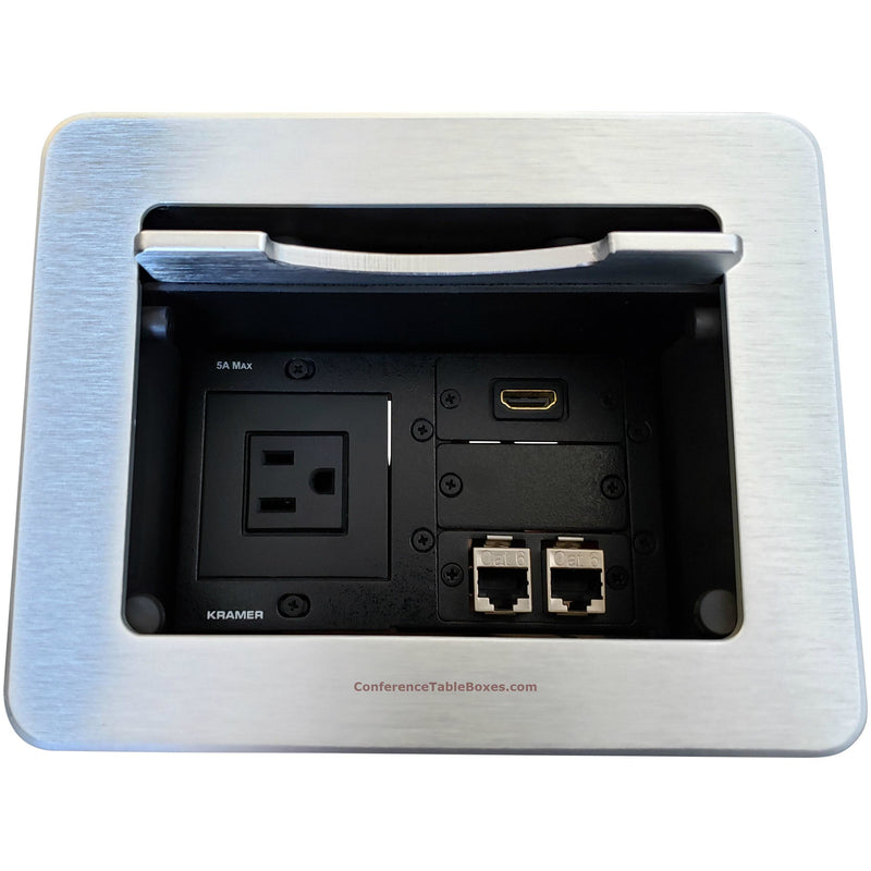 Kramer TBUS-5-S2 Cable Well Table Box, 1 Power, 1 HDMI, 2 Cat6, Silver ...