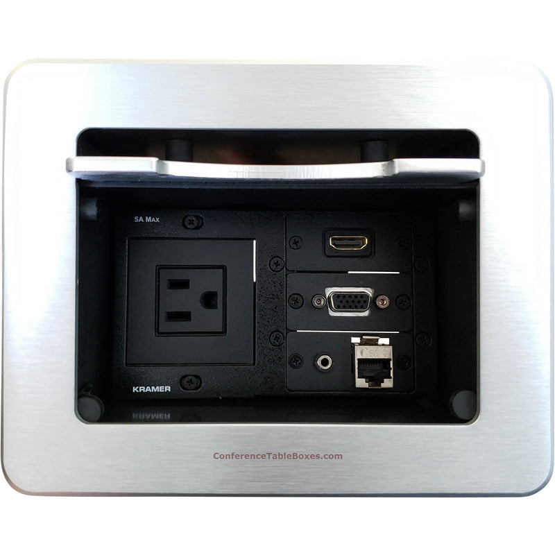 Kramer TBUS-5-S4 Table Well Box, 1 Power, 1 HDMI, 1 Cat6, 1 VGA Silver ...