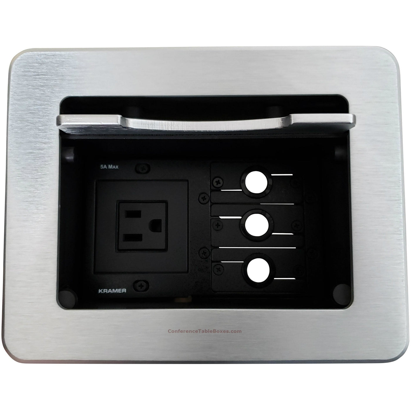 Kramer TBUS-5-S5 Cable Well Table Box, 1 Power, 3 Grommet Holes Silver ...