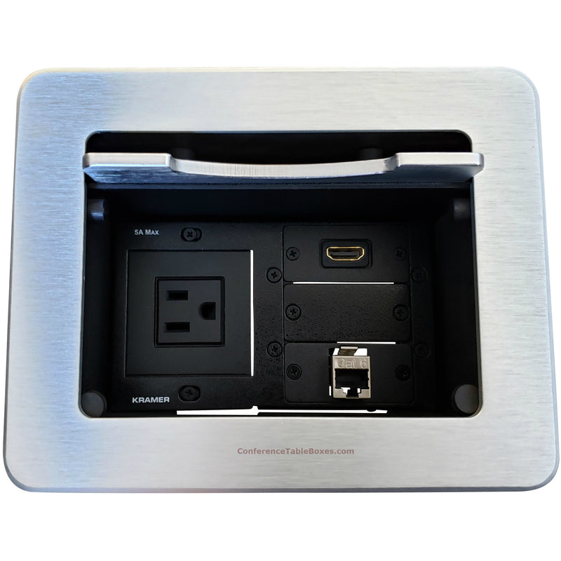 Kramer TBUS-5-S8 Cable Well Table Box, 1 Power, 1 HDMI, 1 Cat6, Silver ...