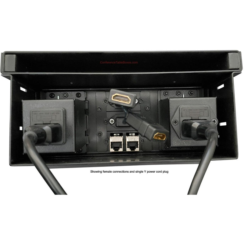 Conference Table Box, 1 Power, 2 Charging USB, 2 HDMI, 2 Data - Black