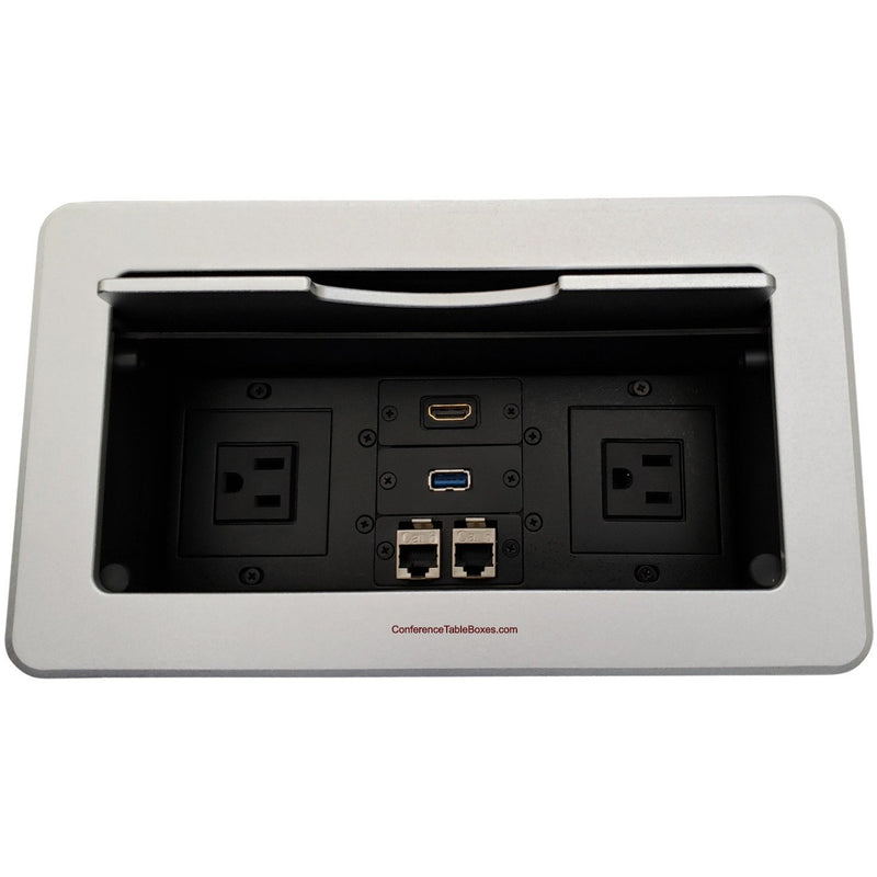 Kramer TBUS-6-S3 Conference Table Connectivity Box 2 AC, 1 HDMI, 1 USB, 2 Data, Silver