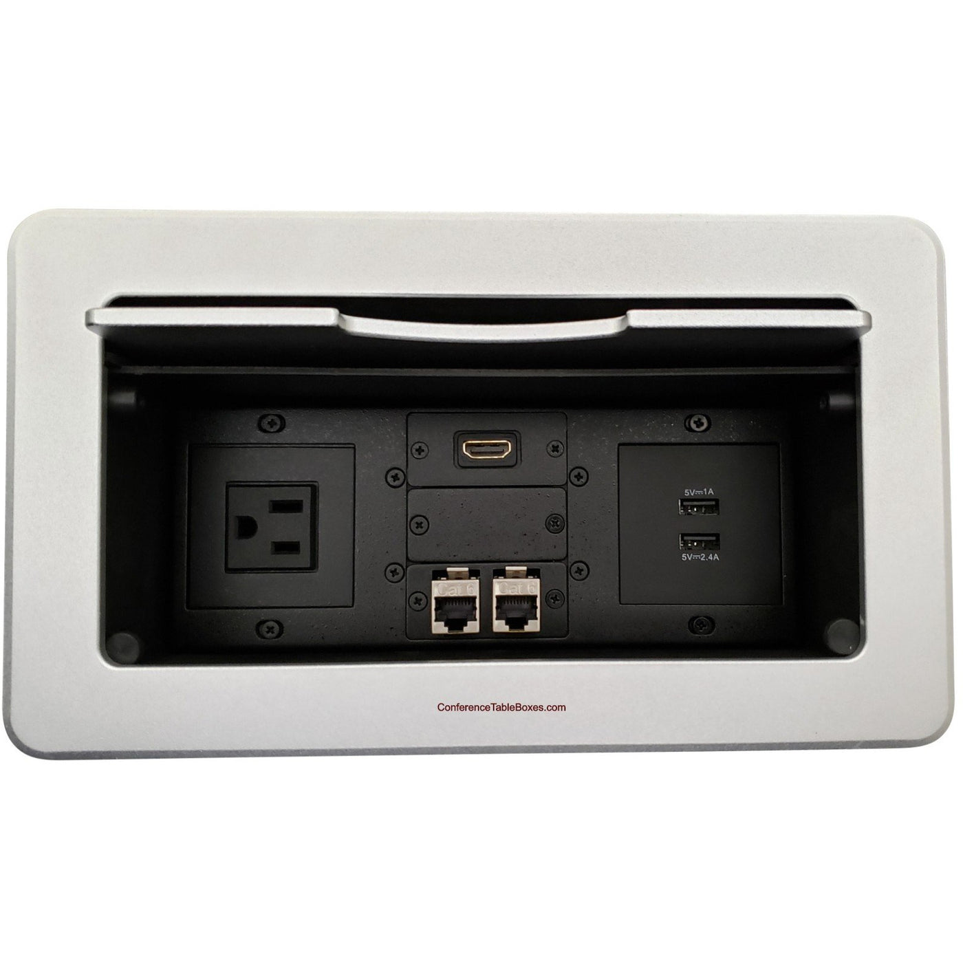 Conference Table Box, 1 Power, 2 Charging USB, 1 HDMI, 2 Data - Silver ...