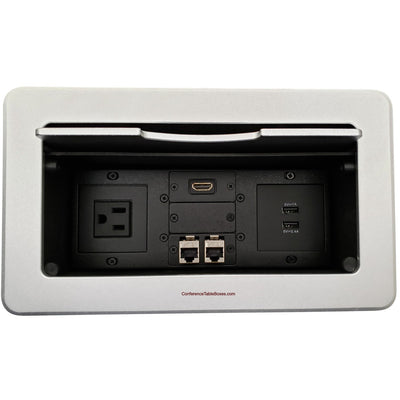 Kramer TBUS-6-S7 Conference Table Box, 1 Power, 2 Charging USB, 1 HDMI, 2 Data - Silver