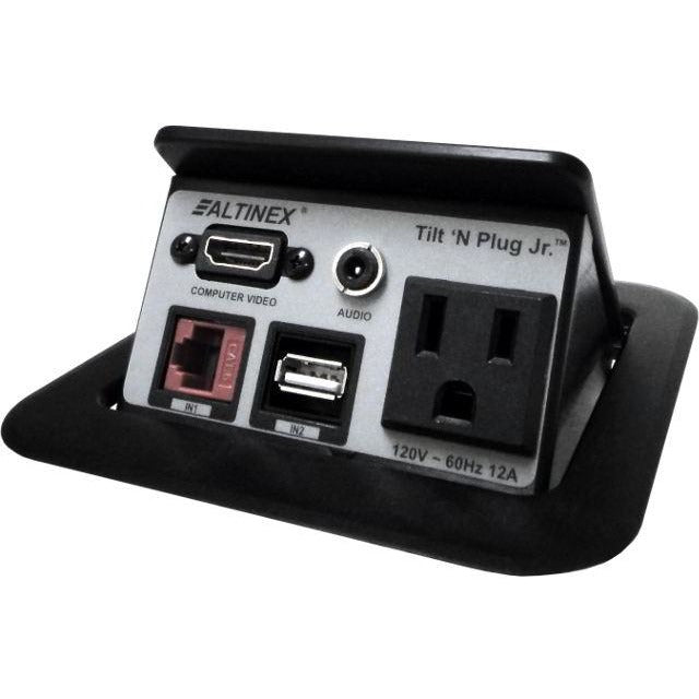 Altinex TNP125 Pop Up Cable Management Box, AC, Data, USB, HDMI, Black Popped Up