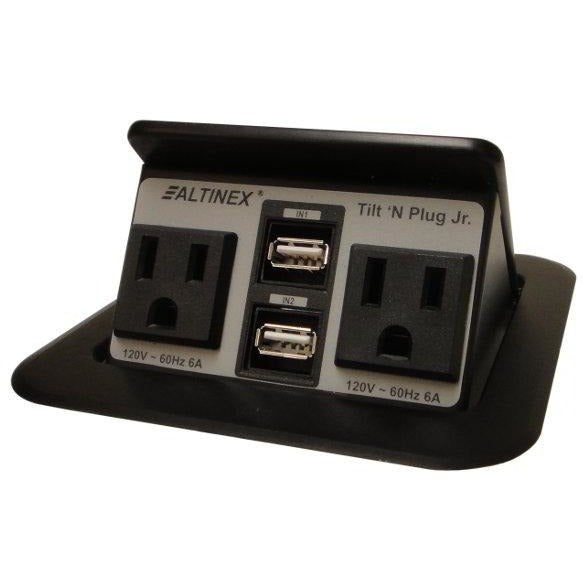 Altinex TNP155 Pop Up Table Charging Station, 2 Power, 2 USB, Black