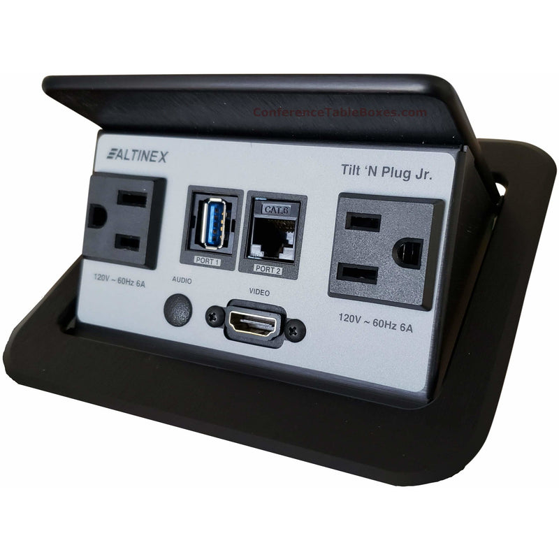 Altinex TNP328C Pop Up Cable Management Box, AC, Data, USB, HDMI Black