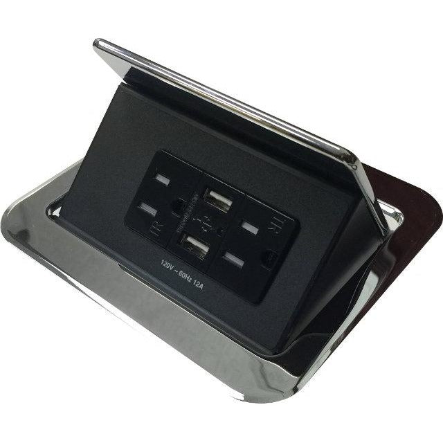 Altinex TNP355C Pop Up Charging Station Box, 2 Power, 2 USB - Chrome