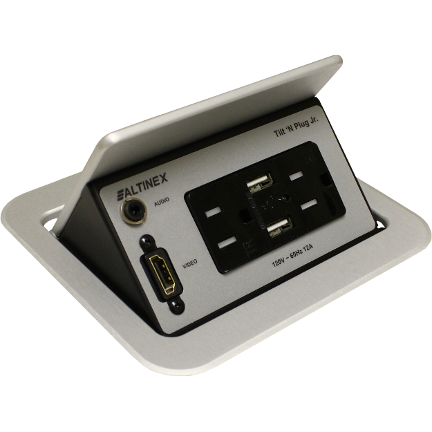 Altinex TNP358S Pop Up Table Box, Power, HDMI, Charging USB, Silver