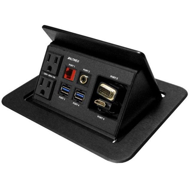 Altinex TNP530 Pop Up Box, AC, Data, USB, Retractable HDM & VGA, Black